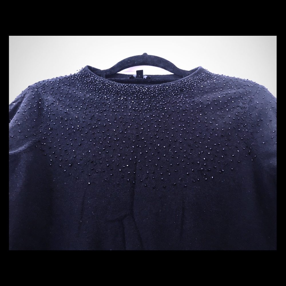 Talbots beaded sweater, black, Medium Petite